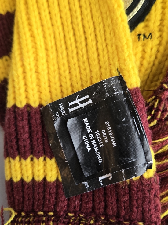 Warner Bros. Yellow and Maroon Striped Knit Scarf - Picture 3 of 4